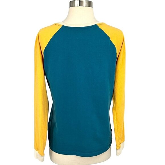 Passenger Riser Recycled Long Sleeve T-Shirt Blue Yellow Size M Raglan Sleeve - Picture 7 of 15